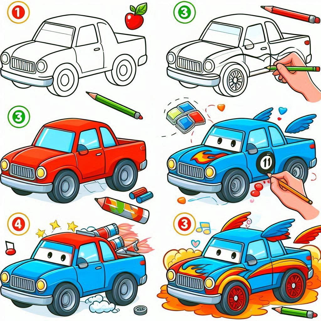 Car Drawing for Kids: Step-by-Step Instructions